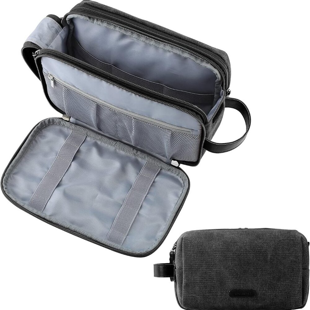 Toiletry Bag For Men, Canvas Travel Toiletry Organizer Dopp Kit Water-Resistant